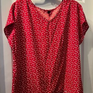 Red Heart Print Women's Top